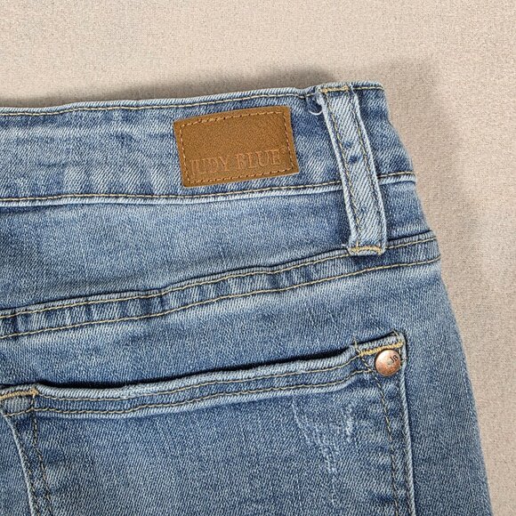 Judy Blue Jeans Womens 7/28 Blue Denim Boyfriend Fit Distressed Stretch Mid - Picture 7 of 16
